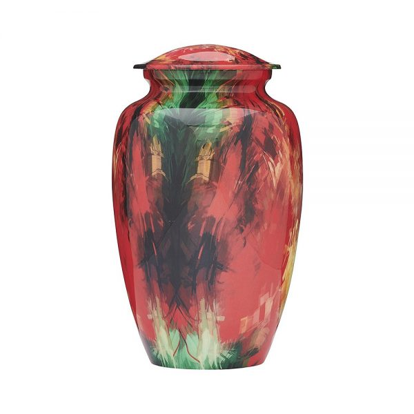 Modern Red Brush Urn - Large