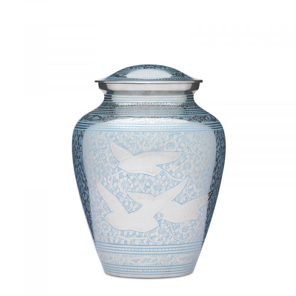 Peaceful Birds Teal Urn - Large/Medium