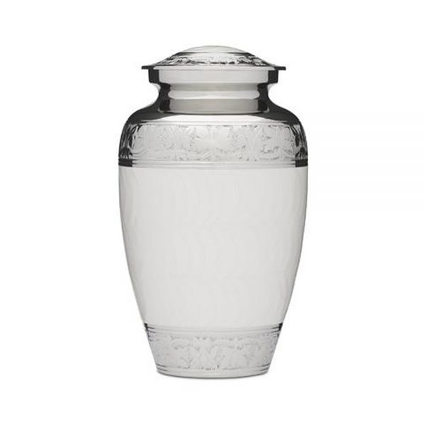 Enamel & Nickel Urn White  - Large