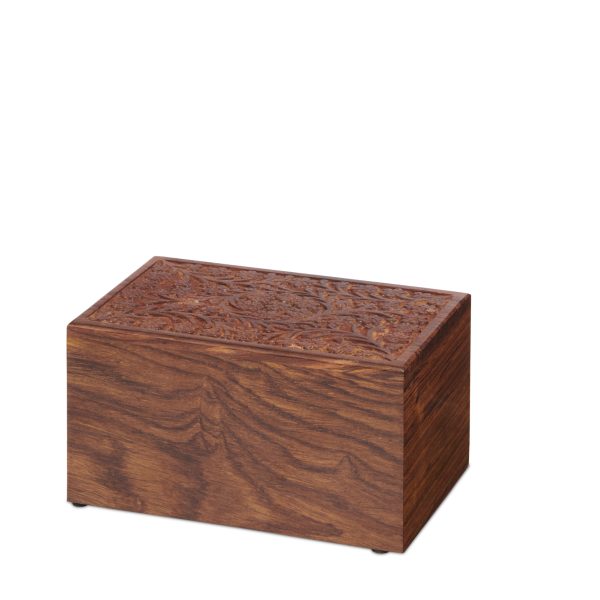 Carved Floral Wooden Urn