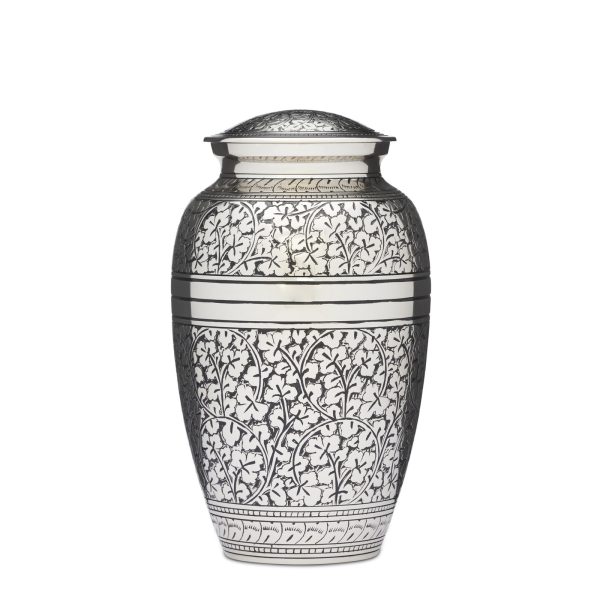 Silver Acorn Leaf Urn - Large