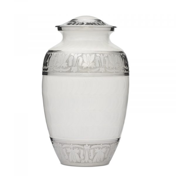Enamel & Nickel Double Companion Urn White  - X Large